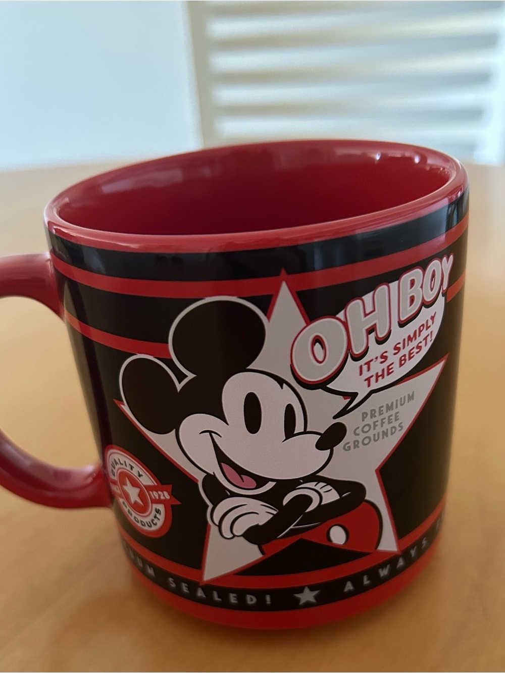 Disney Mickey Mouse Red and Black Retro 'Oh Boy' Coffee Mug